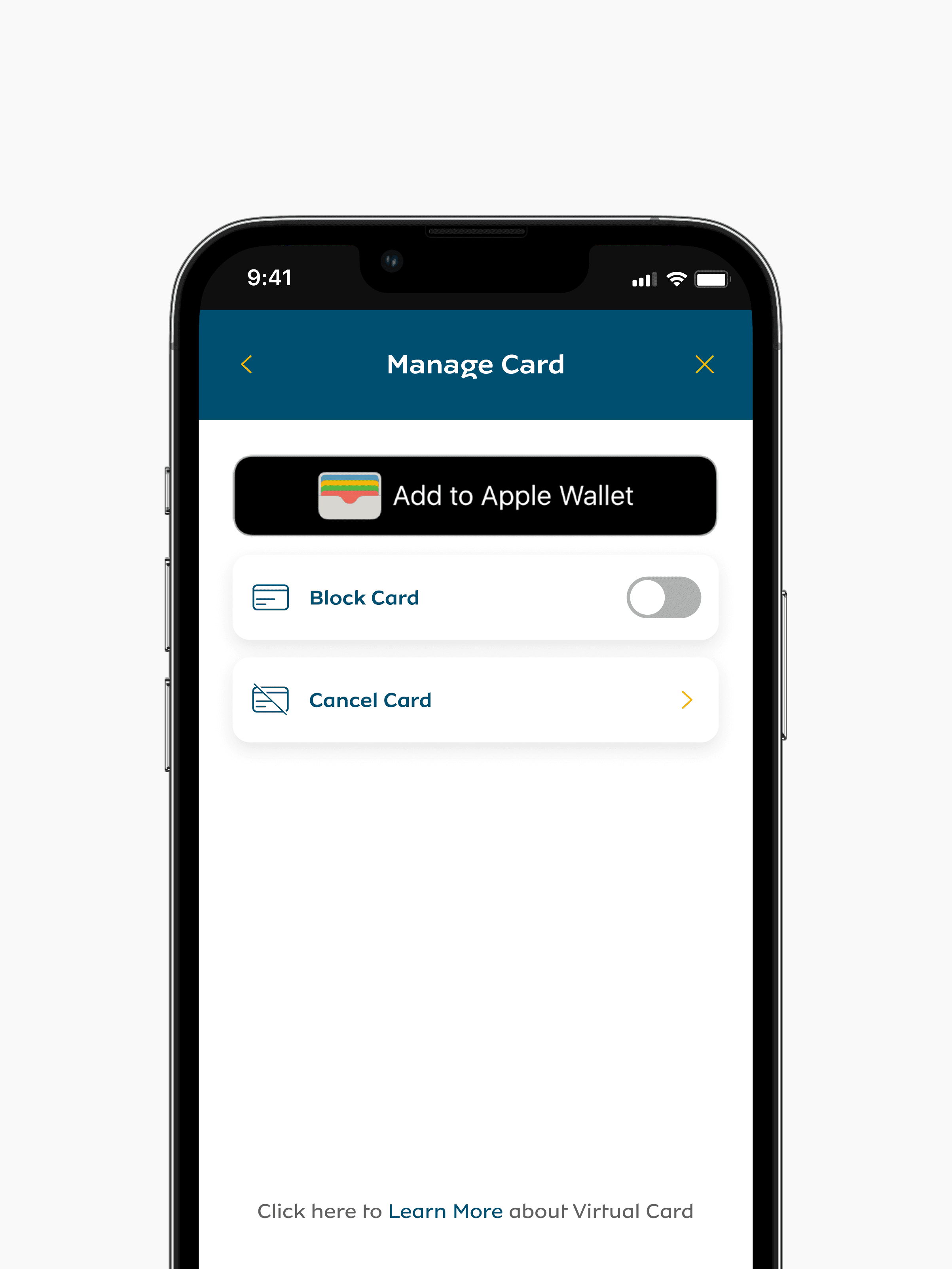Card management — block and unblock state