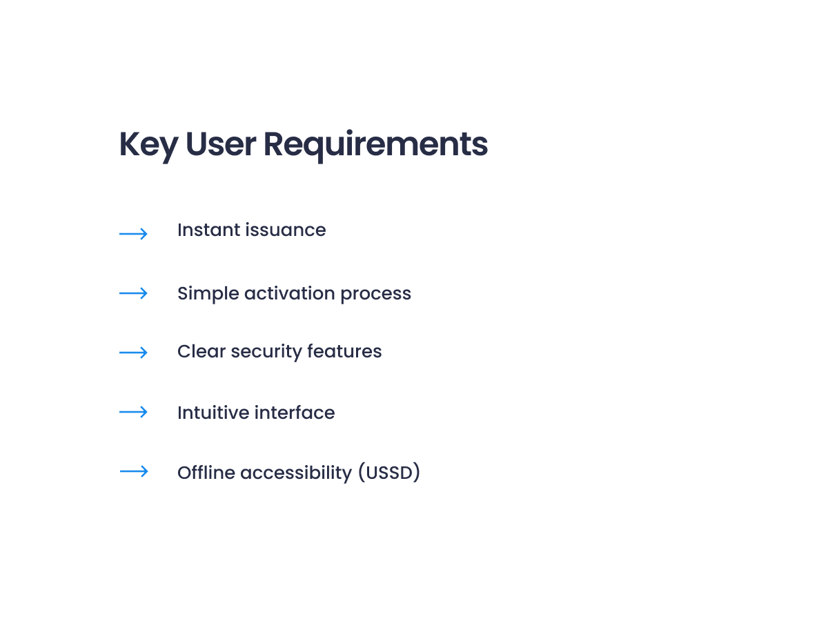 Key user requirements